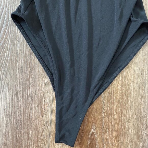 Zara NWT Asymmetrical Black Bodysuit With Spaghetti Straps  womens Size M - Picture 2 of 5